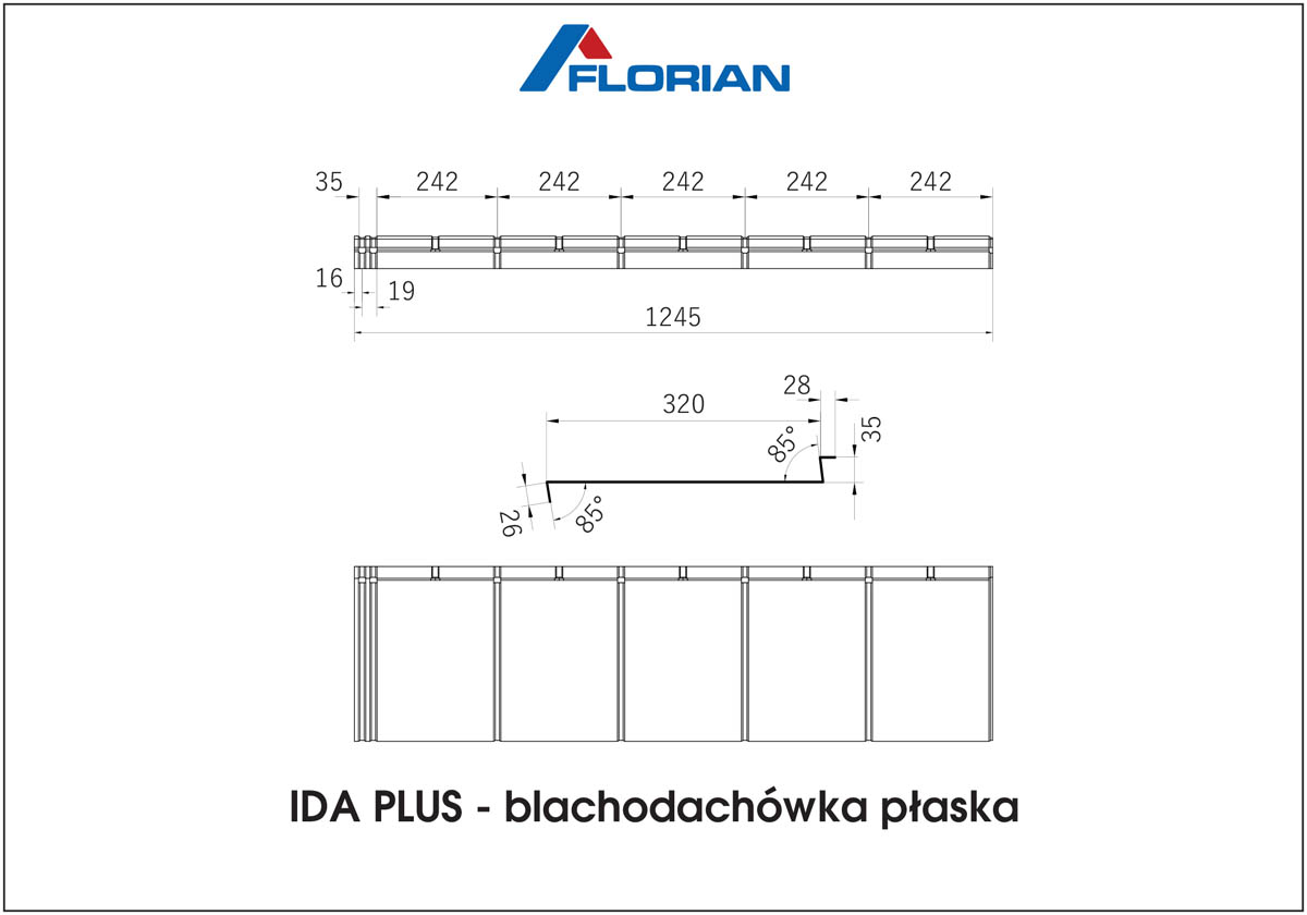 Blachodachówka modułowa Ida plus Blachodachówka modułowa płaska Florian Centrum