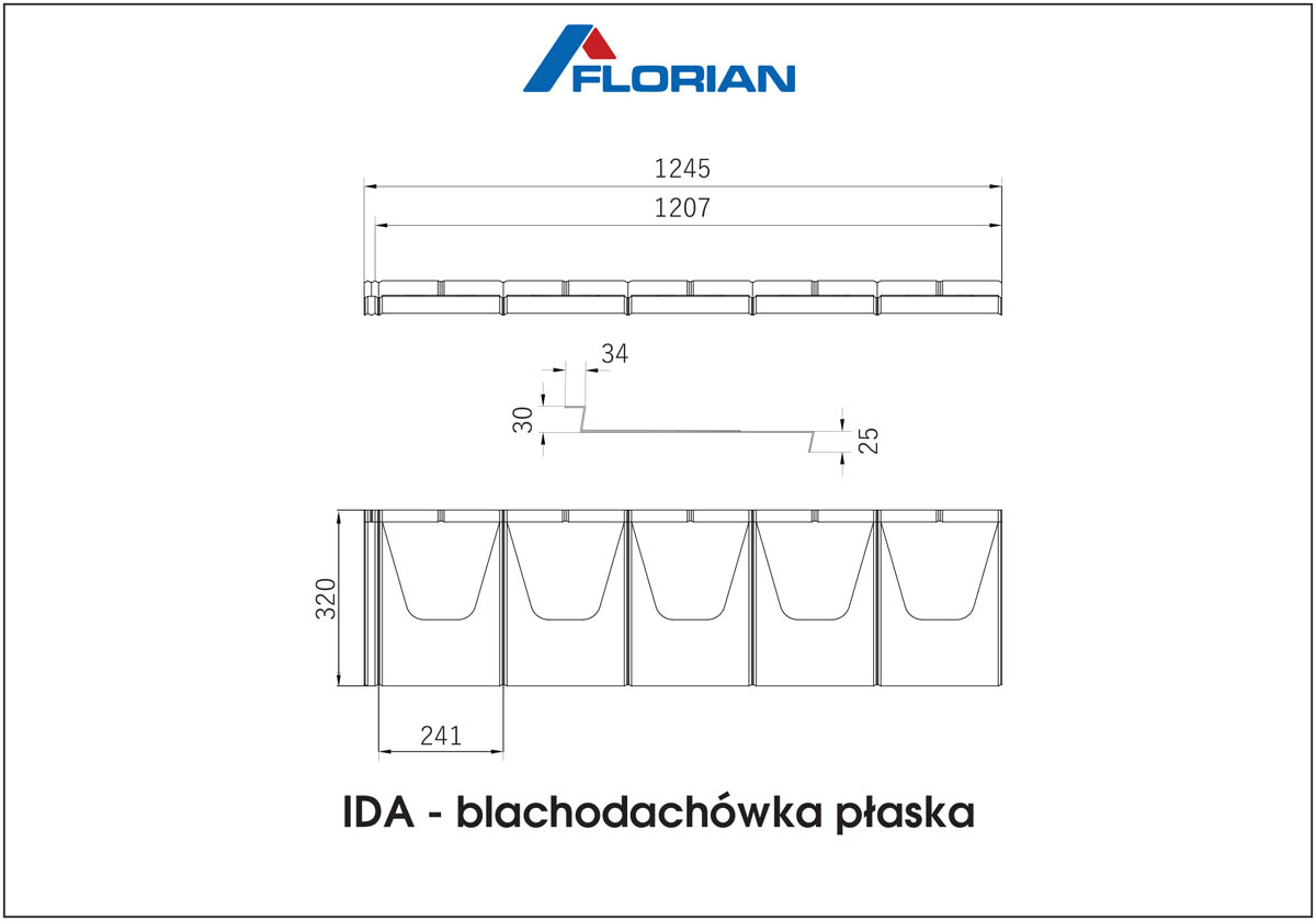 Ida modular metal roofing tile Blachodachówka modułowa płaska Florian Centrum